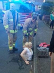 Girl stuck in drain for cell phone